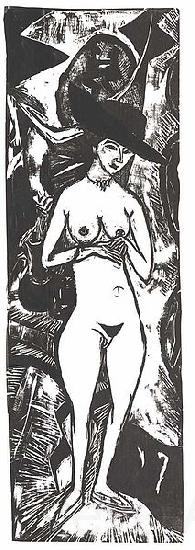 Ernst Ludwig Kirchner Female nude with black hat France oil painting art